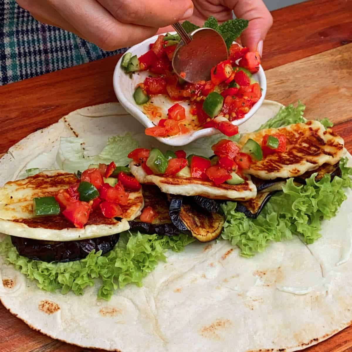 Wholesome Grilled Halloumi Eggplant Wrap: Perfect for Any Meal